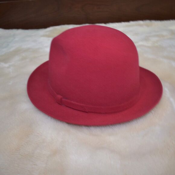 Dobbs Women’s Vintage Wool Felt Fedora Hat Size 7.5 Red Chic Designer main image 6